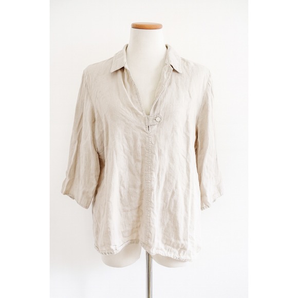 Grace Elements Tops - Grace Elements Womens Linen Top Size 16W Beige Minimalist‎ Lagenlook Coastal